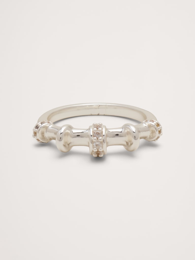 Bague bambou à pierres surélevées