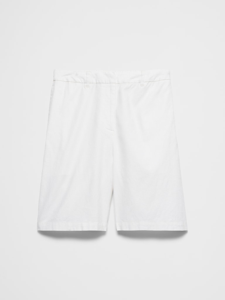 High-Rise Linen-Blend Bermuda Short