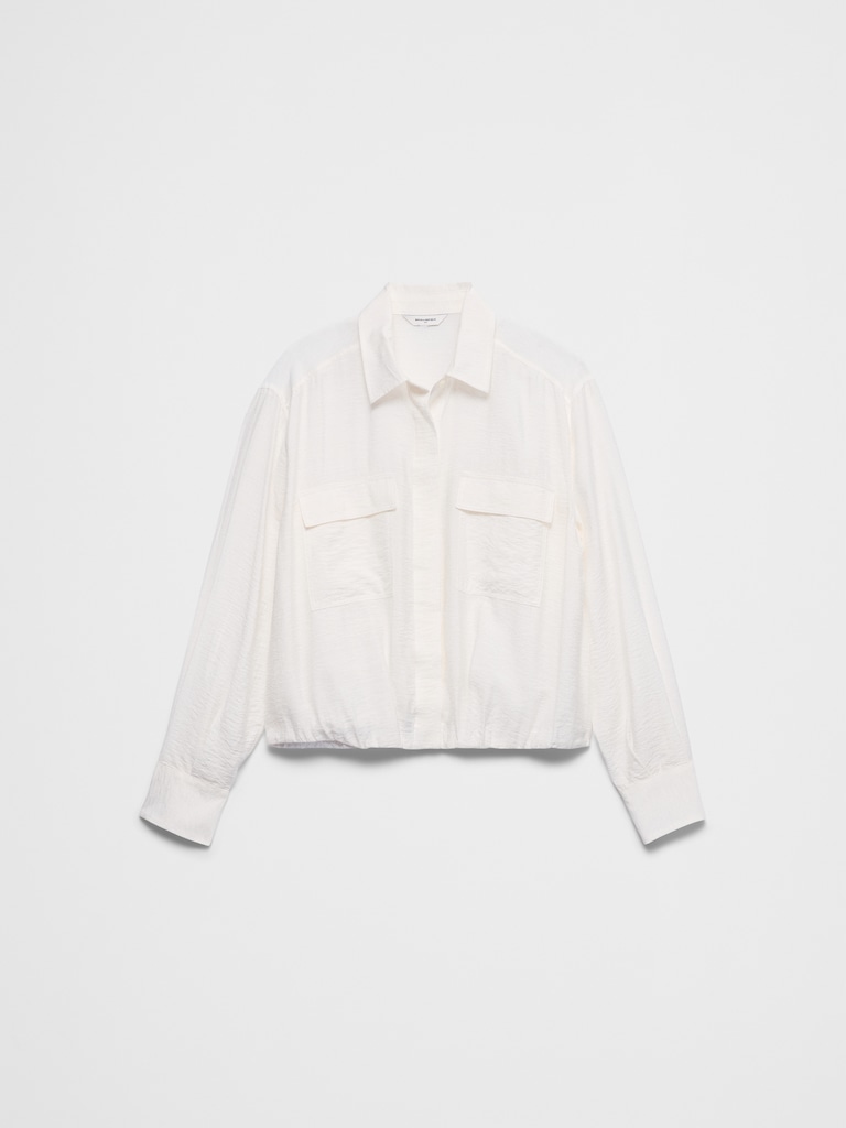 Blouson-Hem Pocket Cropped Shirt