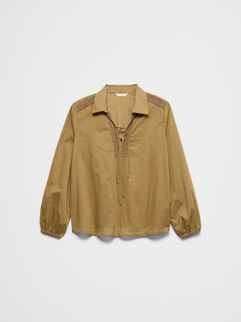 Collared Front-Tie Top