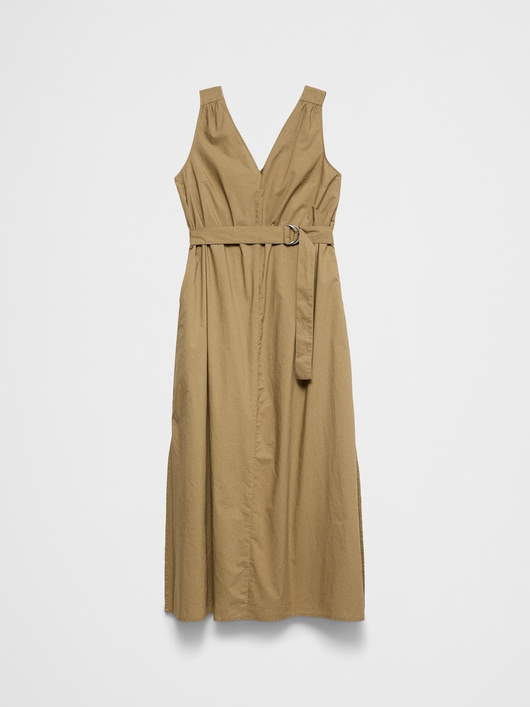 Poplin Belted Maxi Dress