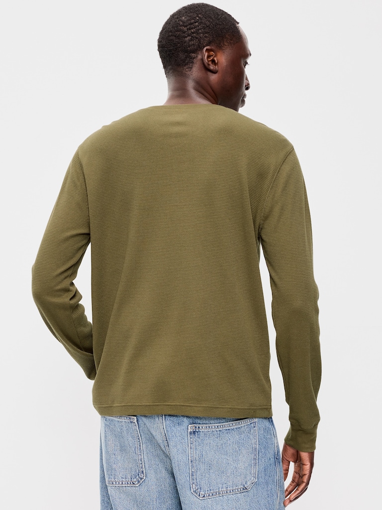Long-Sleeve Waffle Henley T-Shirt