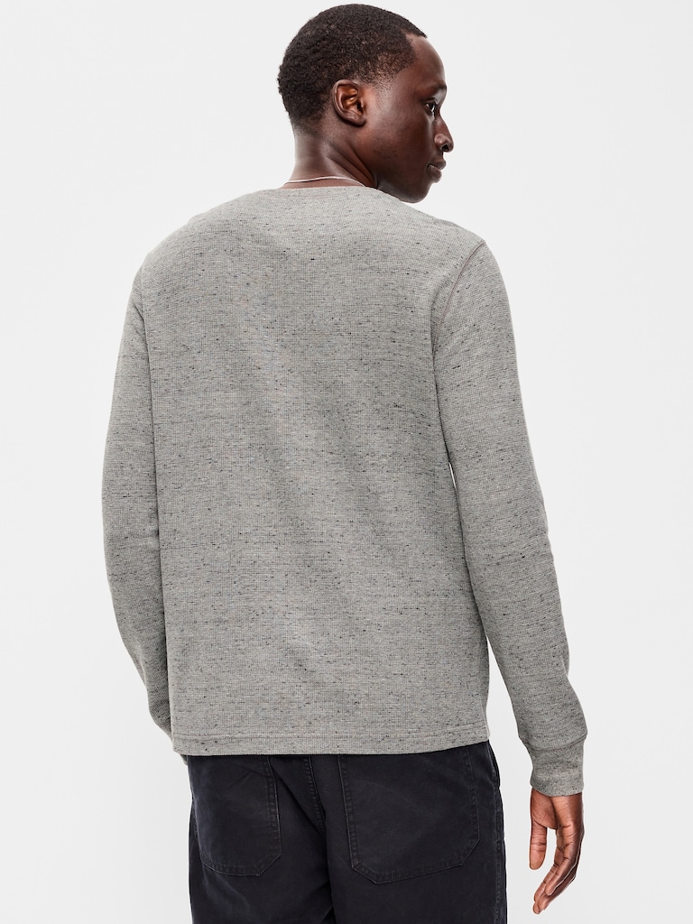 Long-Sleeve Waffle Henley T-Shirt