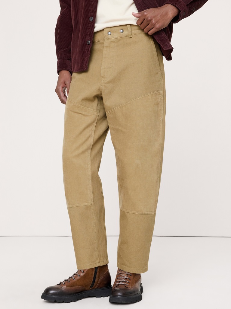 Relaxed Mixed Media Barrel Pant