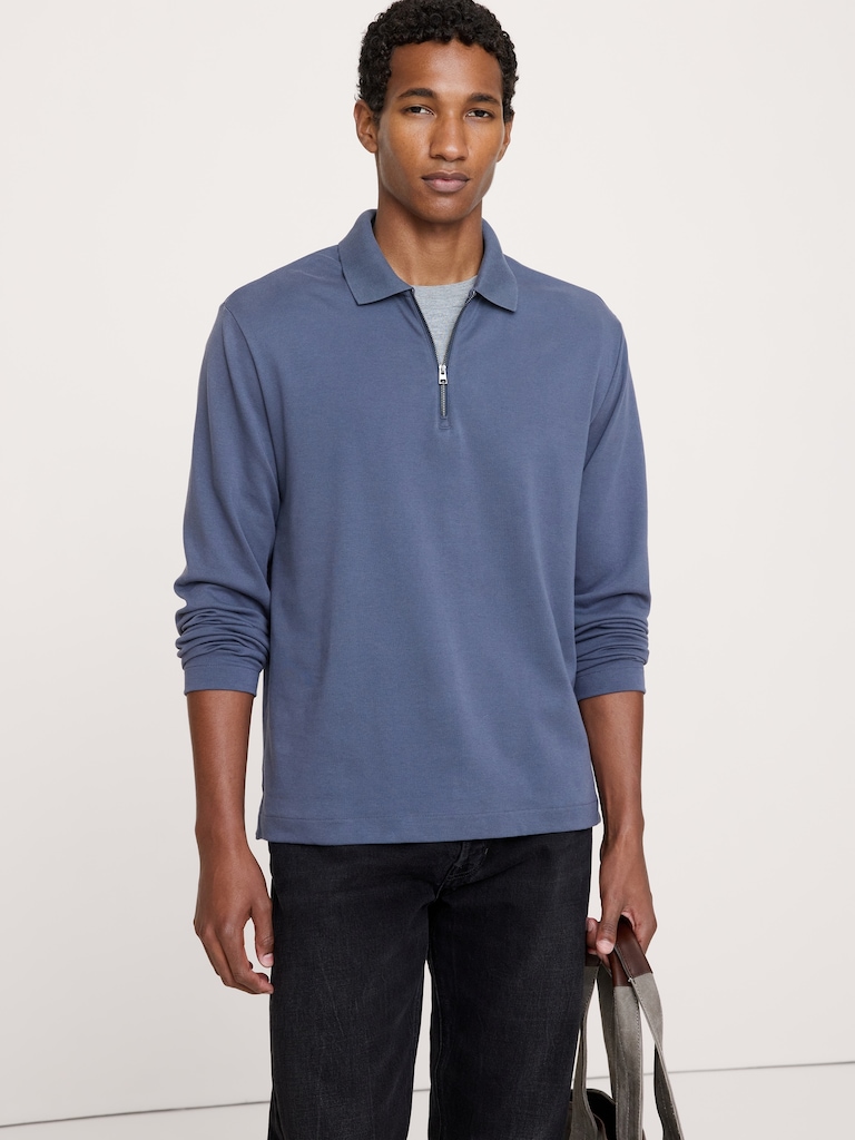 Luxury-Touch Quarter-Zip Polo