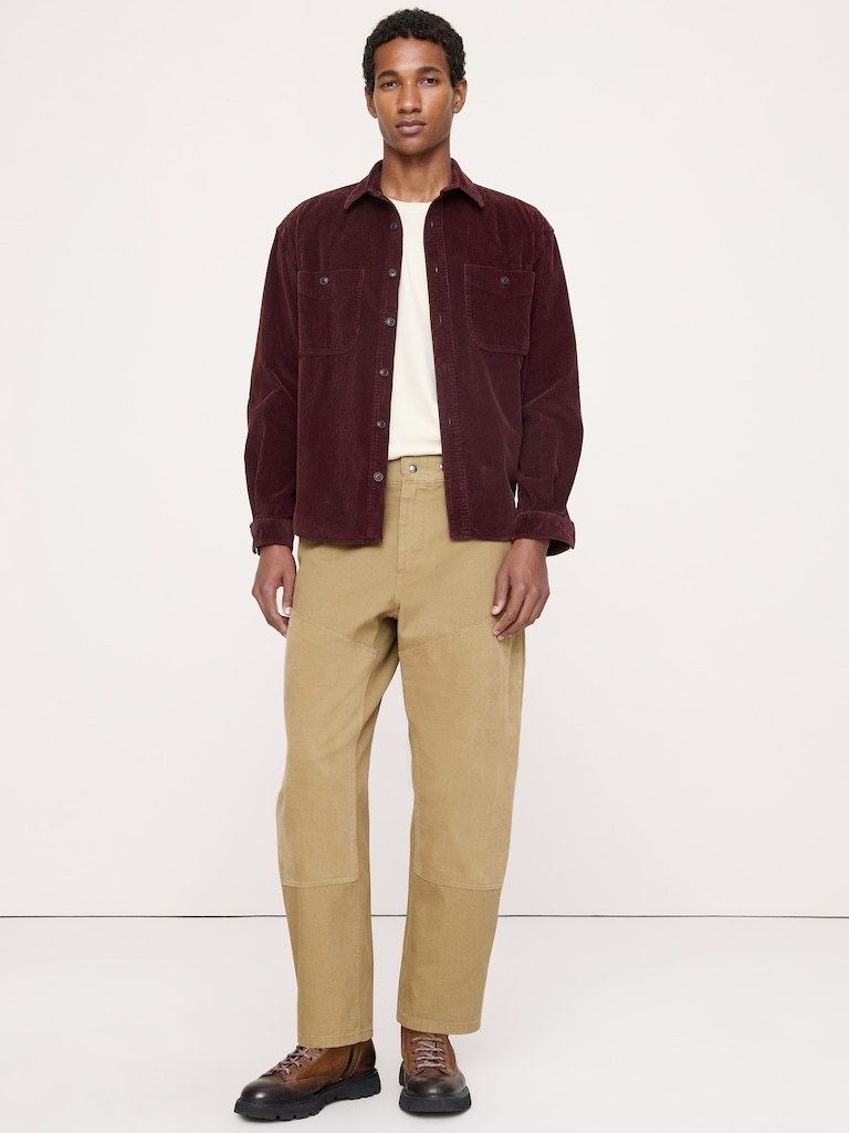 Relaxed Mixed Media Barrel Pant