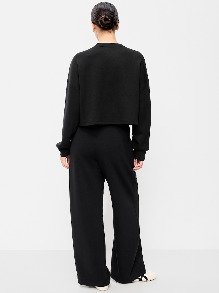 Pantalon jambe large à taille haute en molleton qui reprend sa forme
