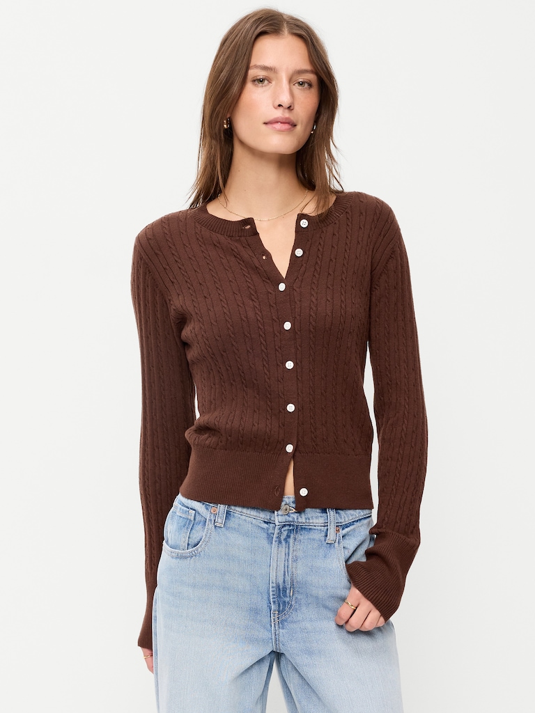 SoSoft Cotton Crew-Neck Cardigan Sweater