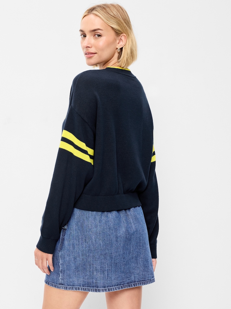 SoSoft Cotton Jacquard Crew-Neck Cropped Sweatshirt
