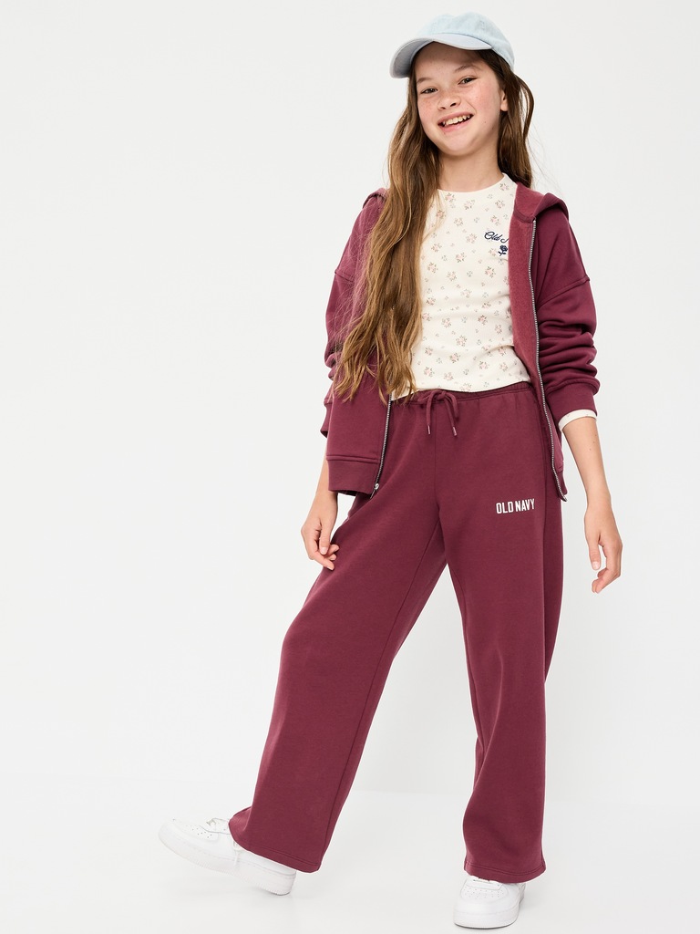High-Waisted Logo Graphic Wide-Leg Sweatpants for Girls