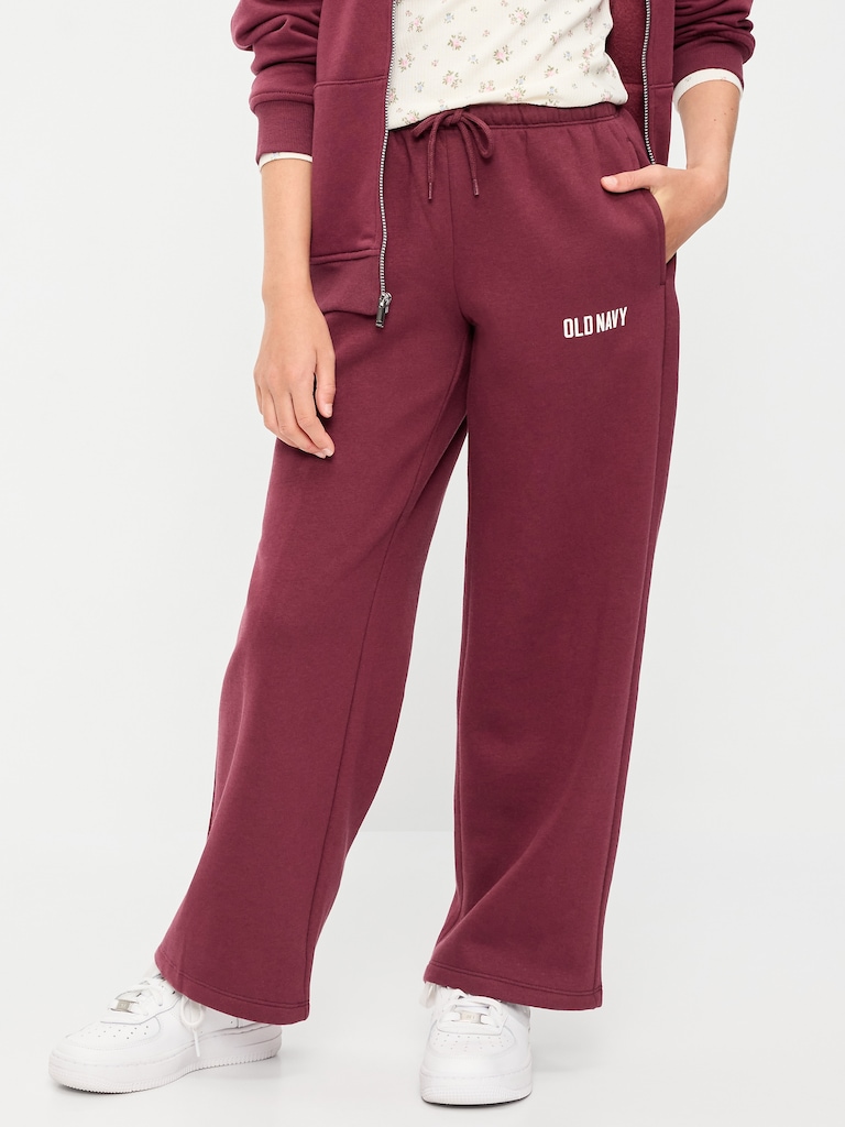 High-Waisted Logo Graphic Wide-Leg Sweatpants for Girls