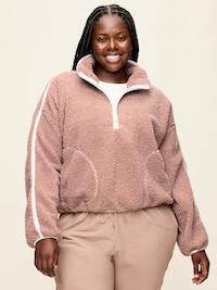 Loose Sherpa Quarter-Zip Pullover