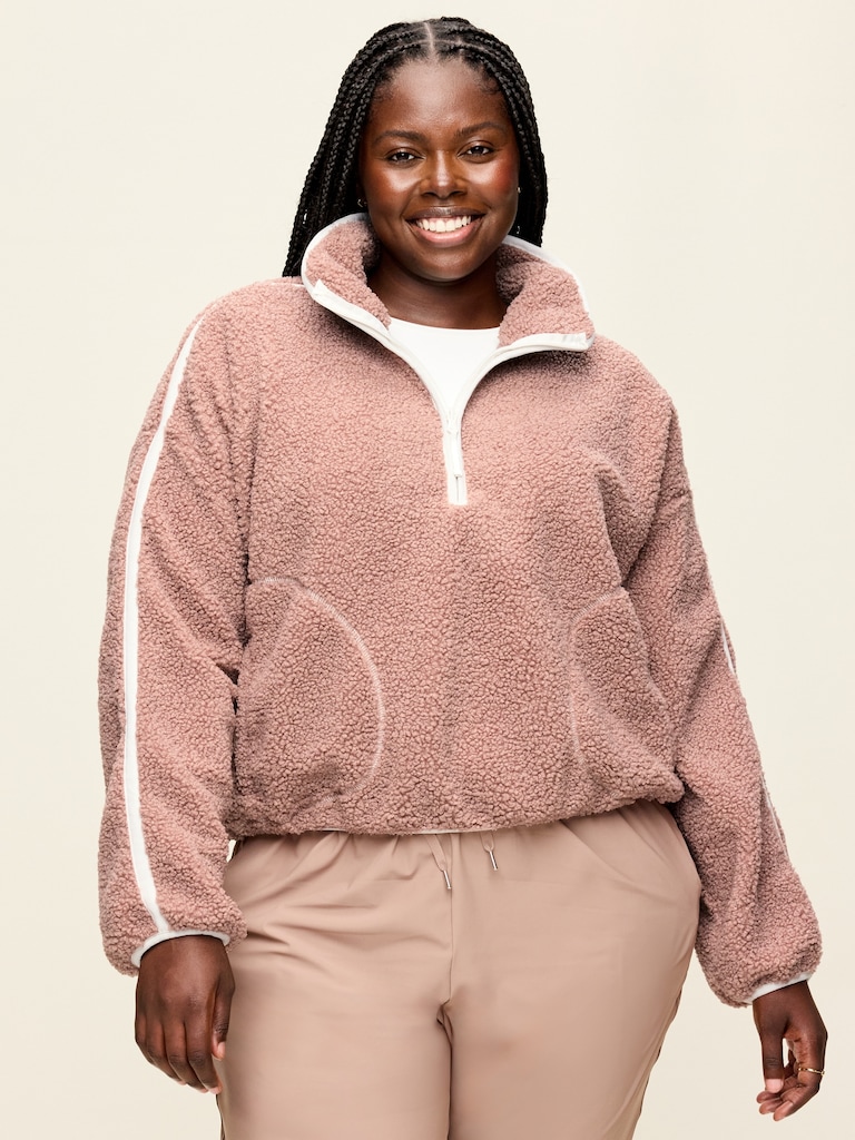 Loose Sherpa Quarter-Zip Pullover