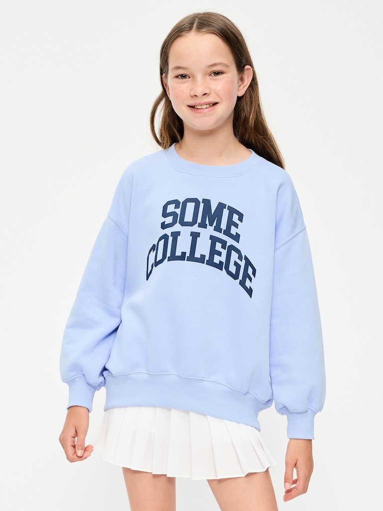 Oversized Graphic Tunic Sweatshirt for Girls