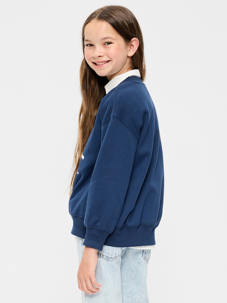 Chandail long surdimensionné de style universitaire en coton ouaté pour fille