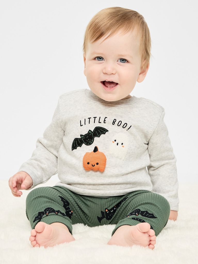 Long-Sleeve Graphic Sweatshirt and Pants Set for Baby
