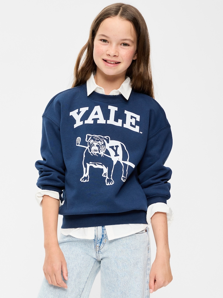 Chandail long surdimensionné de style universitaire en coton ouaté pour fille