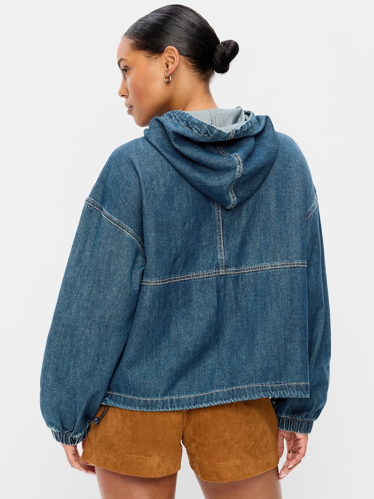 Denim Popover Hooded Jacket