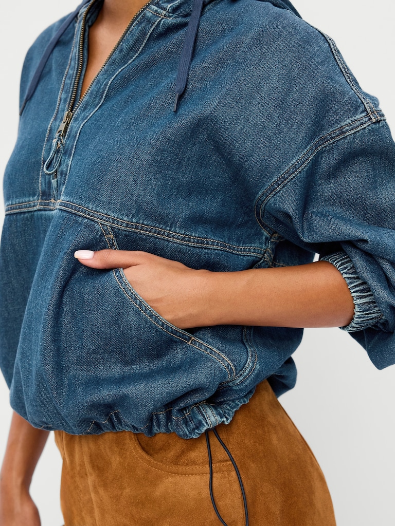 Denim Popover Hooded Jacket