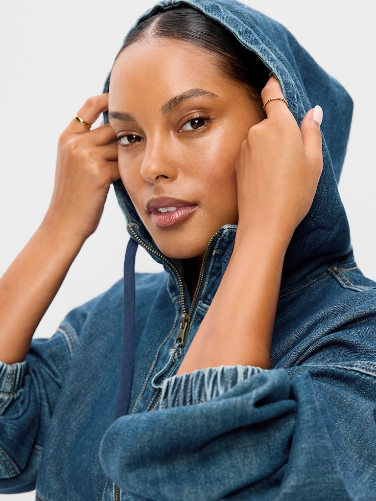 Denim Popover Hooded Jacket