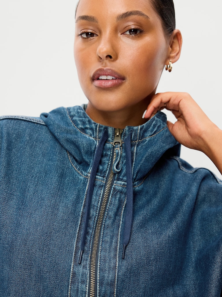 Denim Popover Hooded Jacket