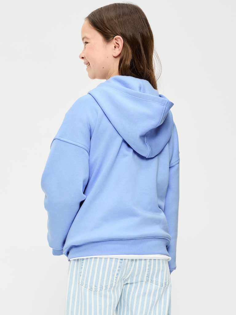Oversized Fleece Full-Zip Hoodie for Girls