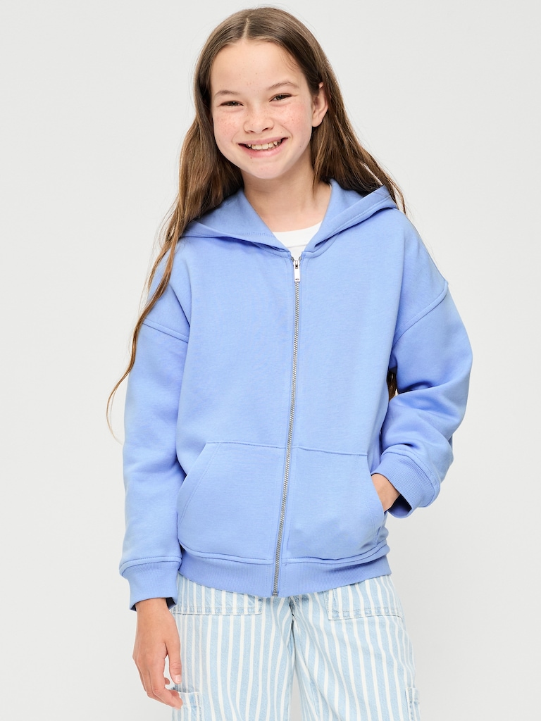 Oversized Fleece Full-Zip Hoodie for Girls
