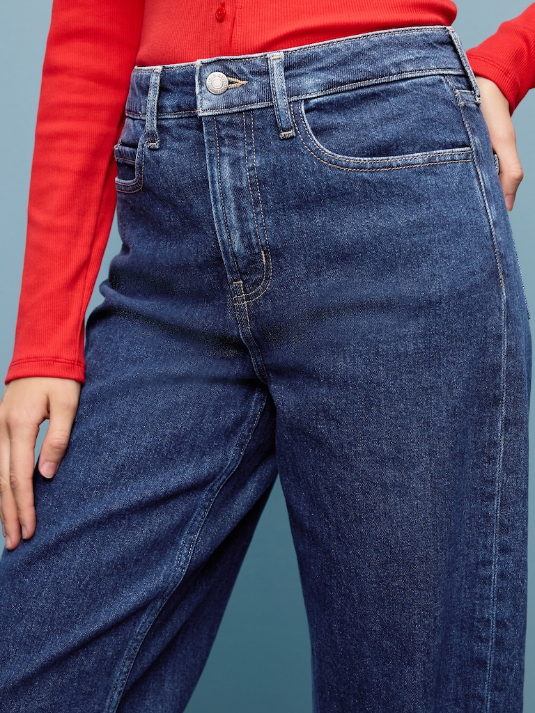 Extra High-Waisted Cuffed Wide-Leg Jeans