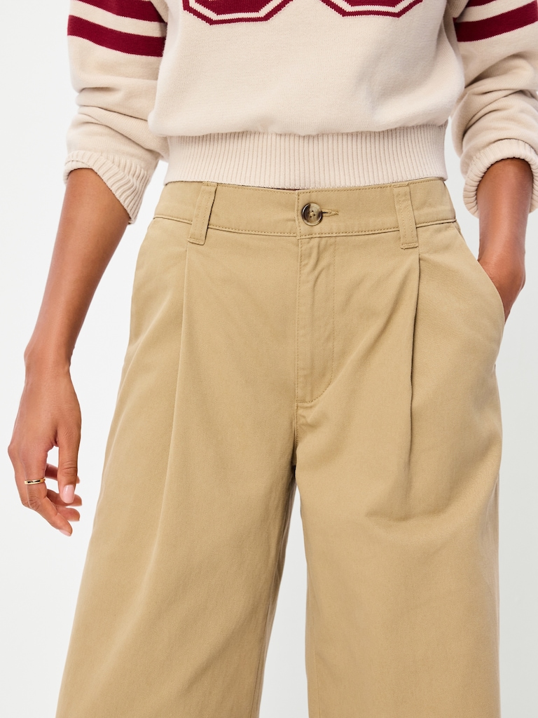 Mid-Rise Pleated Wide-Leg Pants