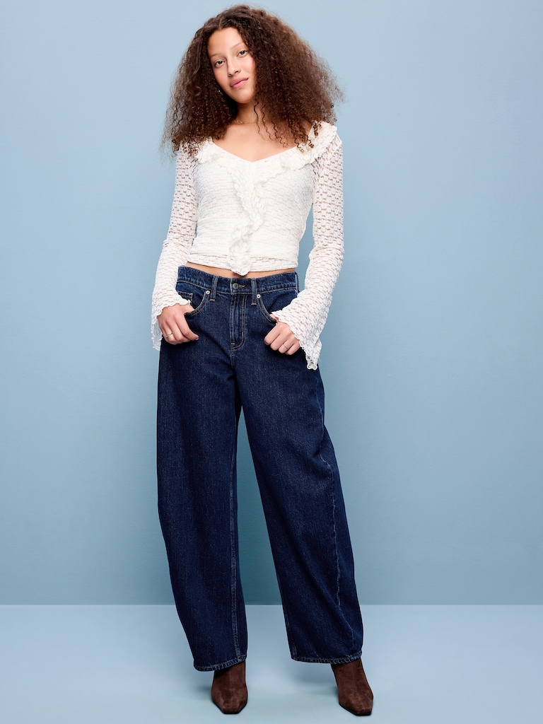 High-Waisted Rounded Wide-Leg Barrel Jeans