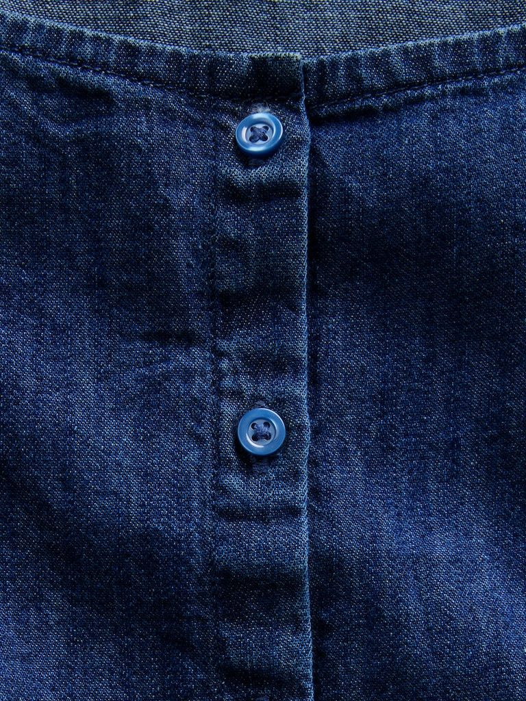 Kids Denim Puff-Sleeve Button-Front top