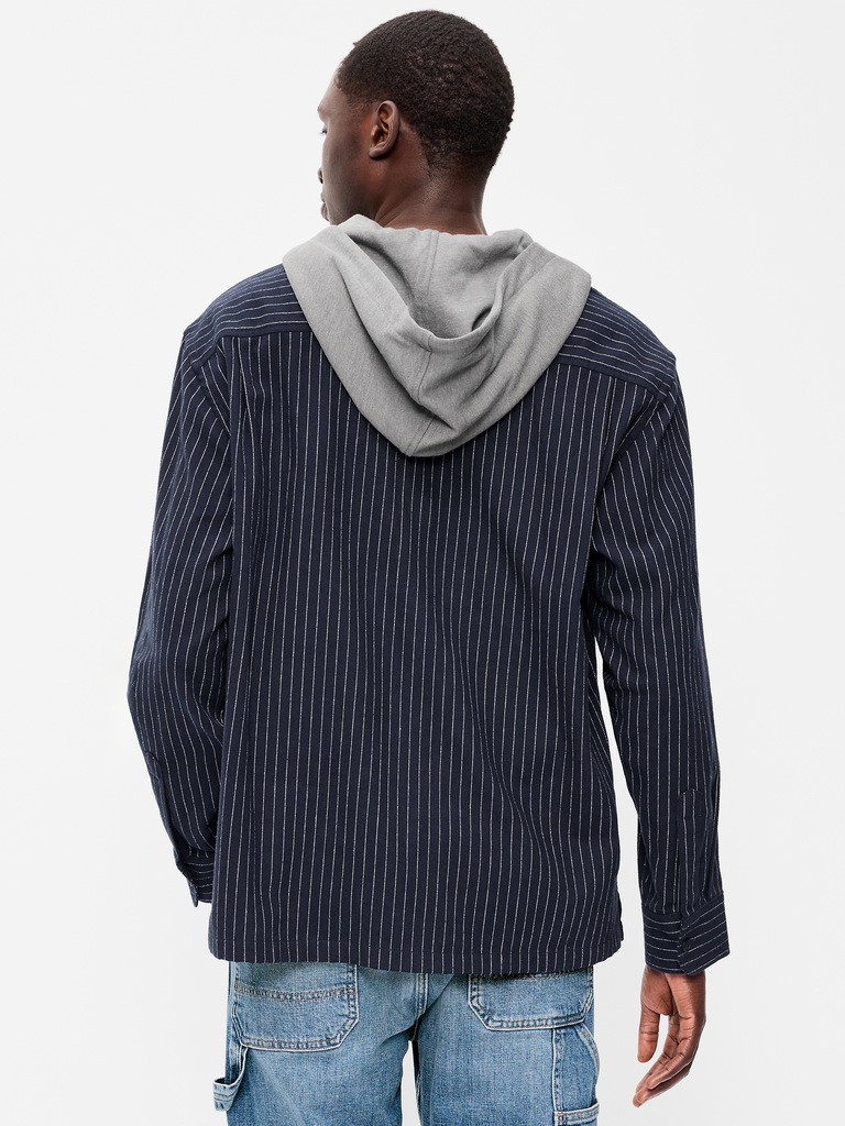 Long-Sleeve Flannel Hooded Shirt