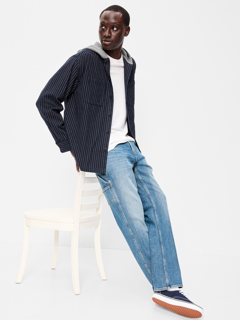 Long-Sleeve Flannel Hooded Shirt