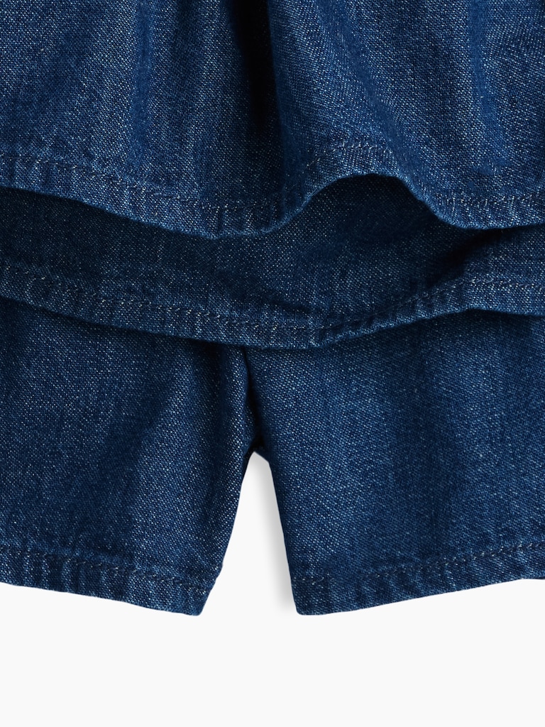 Kids Denim Smocked Mini Skort
