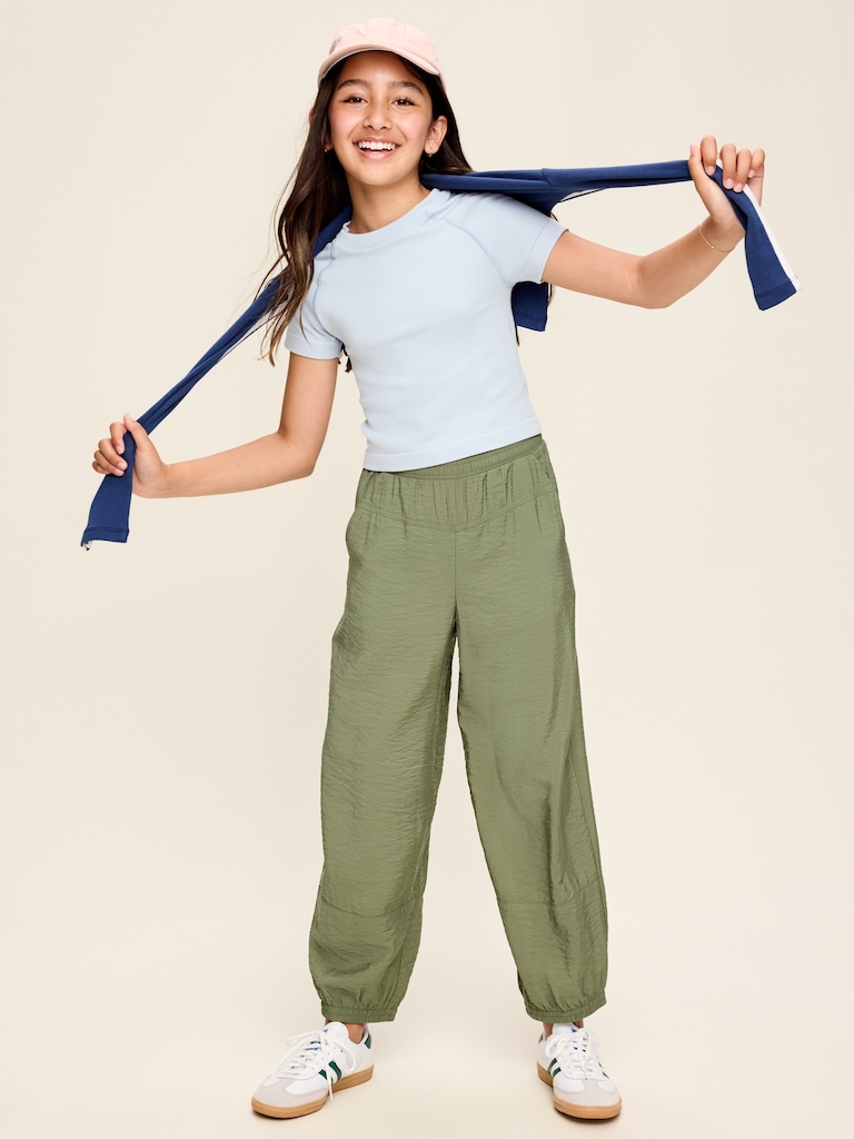 High-Waisted Crinkled Harem Pants for Girls