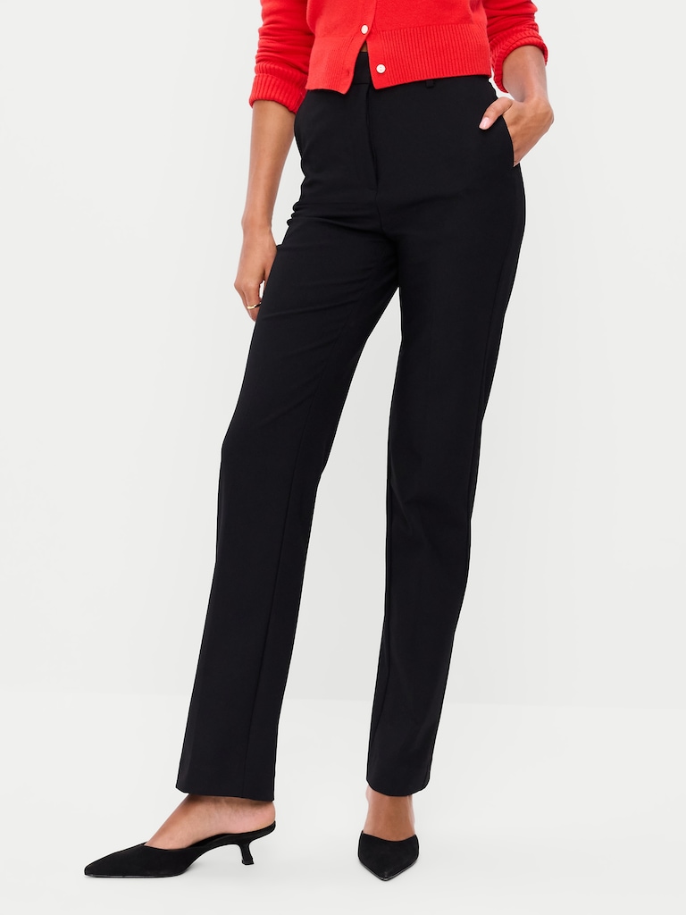 Extra High-Waisted Straight-Leg Twill Pants