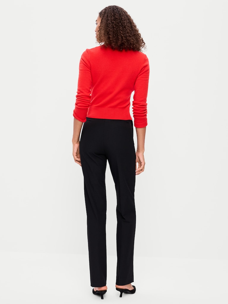 Extra High-Waisted Straight-Leg Twill Pants