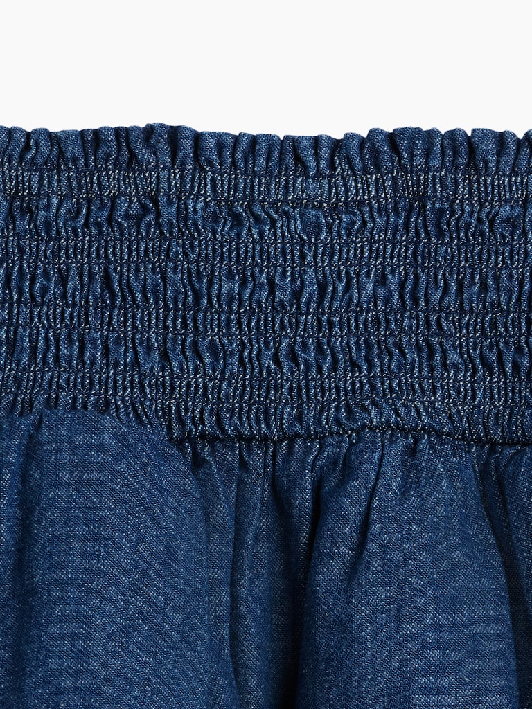 Kids Denim Smocked Mini Skort