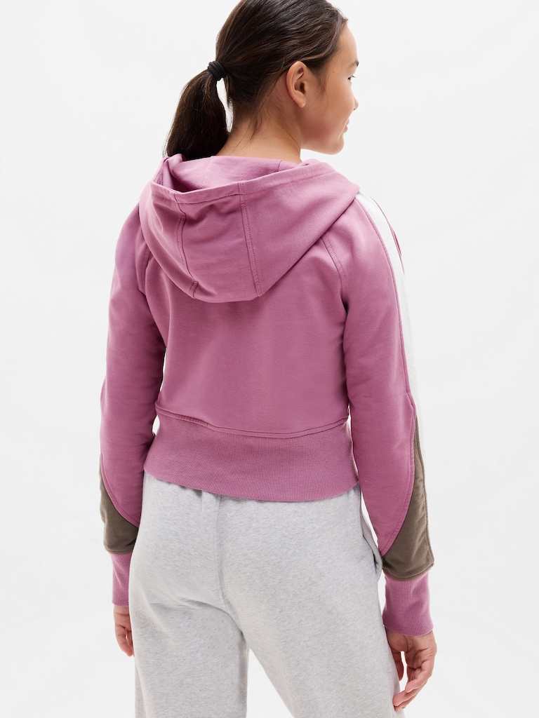 Athleta Girl All Day Colorblock Full Zip Shrunken Hoodie