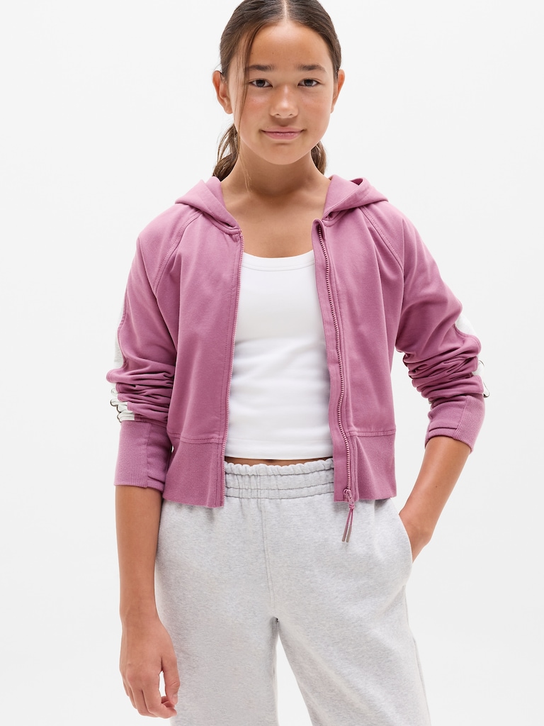 Athleta Girl All Day Colorblock Full Zip Shrunken Hoodie