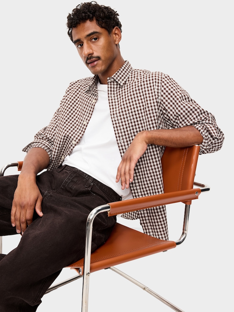 Classic Fit Everyday Plaid Poplin Shirt