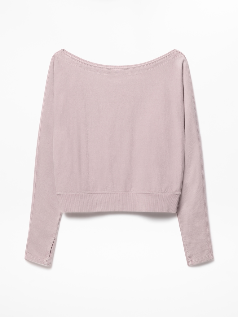 Airy Cotton Terry Snow Wash Boat Neck Sweatshirt