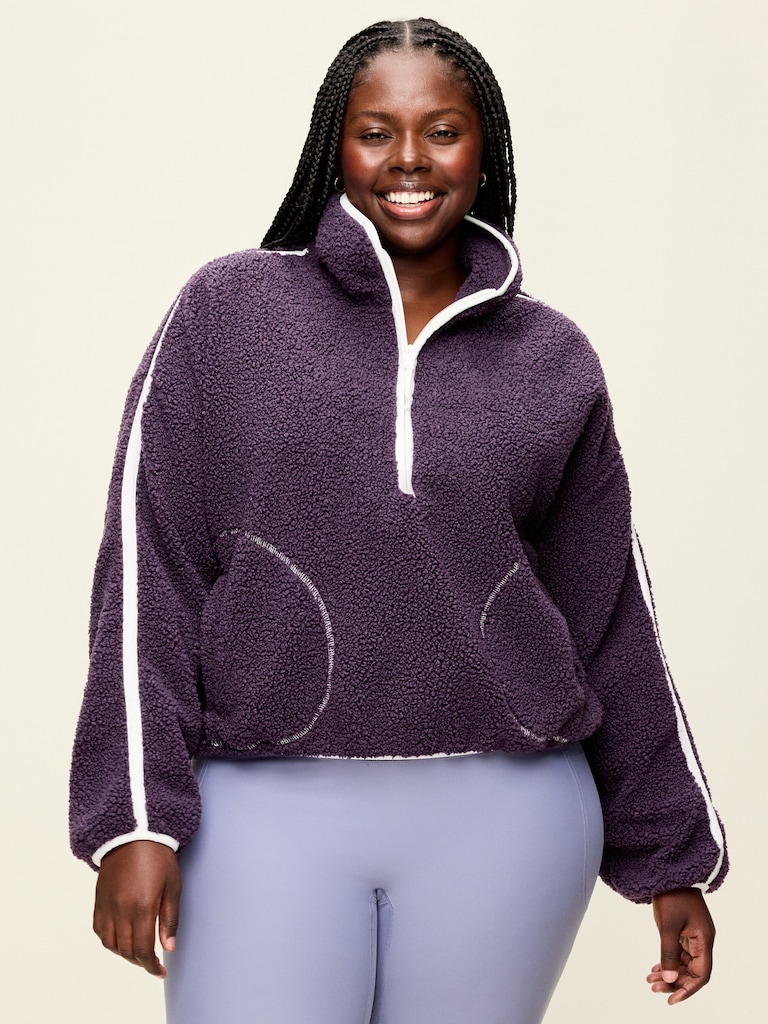 Loose Sherpa Quarter-Zip Pullover