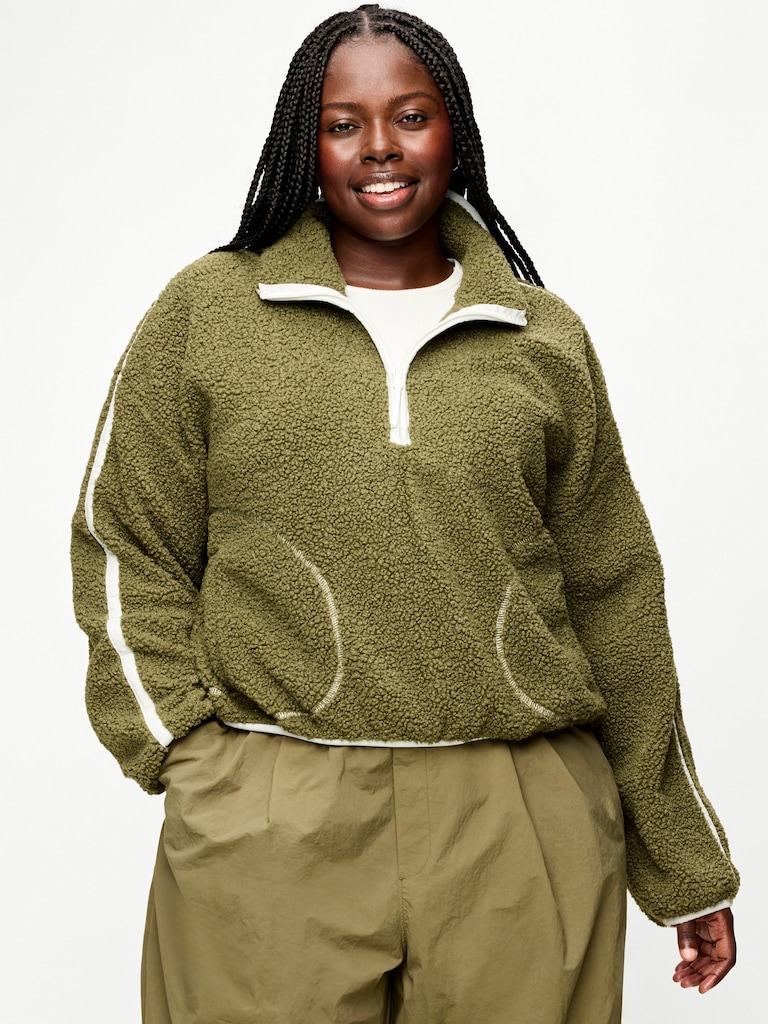 Loose Sherpa Quarter-Zip Pullover