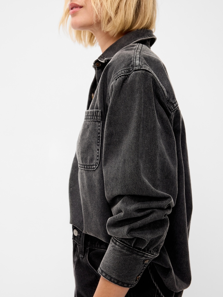 Oversized Boyfriend Button-Down Jean Shirt