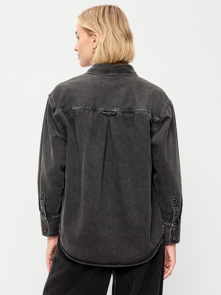 Oversized Boyfriend Button-Down Jean Shirt