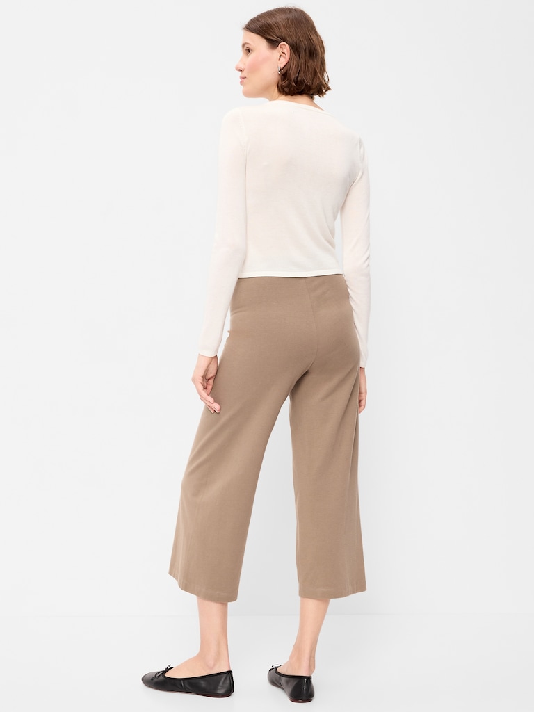 High-Waisted Fashion Wide-Leg Cropped Leggings