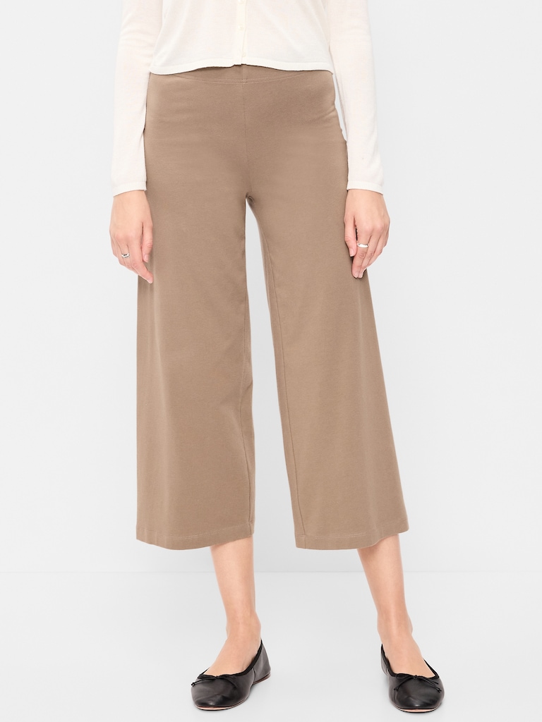 High-Waisted Fashion Wide-Leg Cropped Leggings