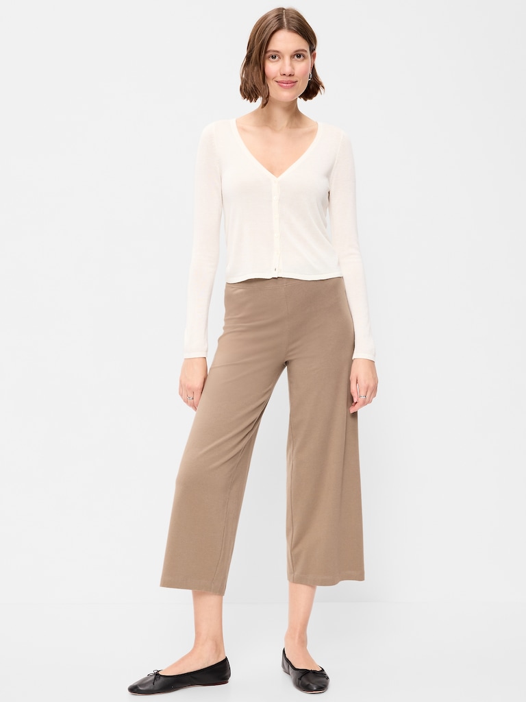 High-Waisted Fashion Wide-Leg Cropped Leggings