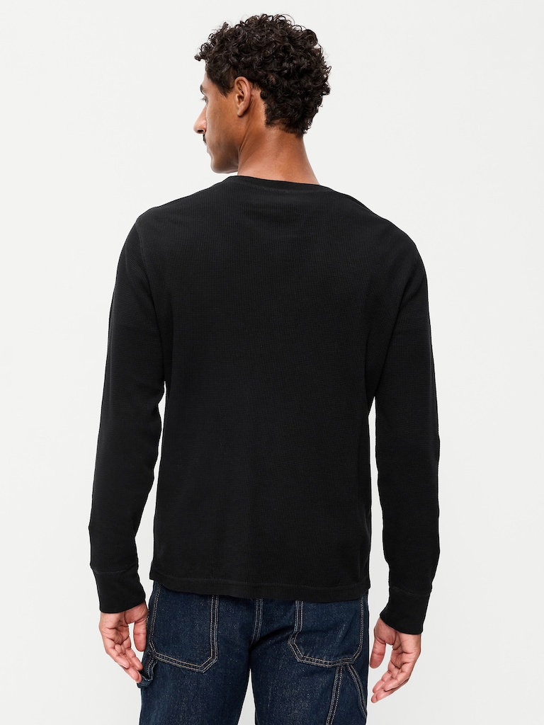 Long-Sleeve Waffle Henley T-Shirt